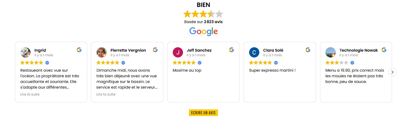 avis google le thiers arcachon